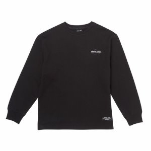 오버핏 포인트 롱슬리브 티셔츠 블랙(남녀공용)
