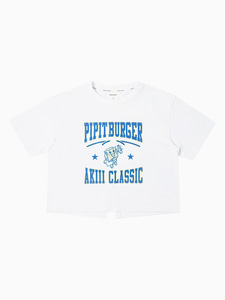 AKIII CLASSIC X PIPIT BURGER 크롭 티셔츠 화이트