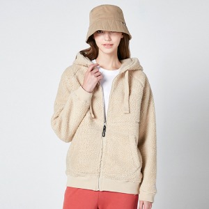 In and Out Dumble Fleece Raised Hood Zip-Up Camel Beige (Unisex)