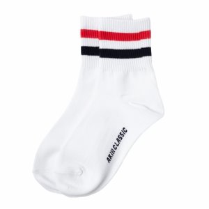 Double Line Middle Socks NAVY RED